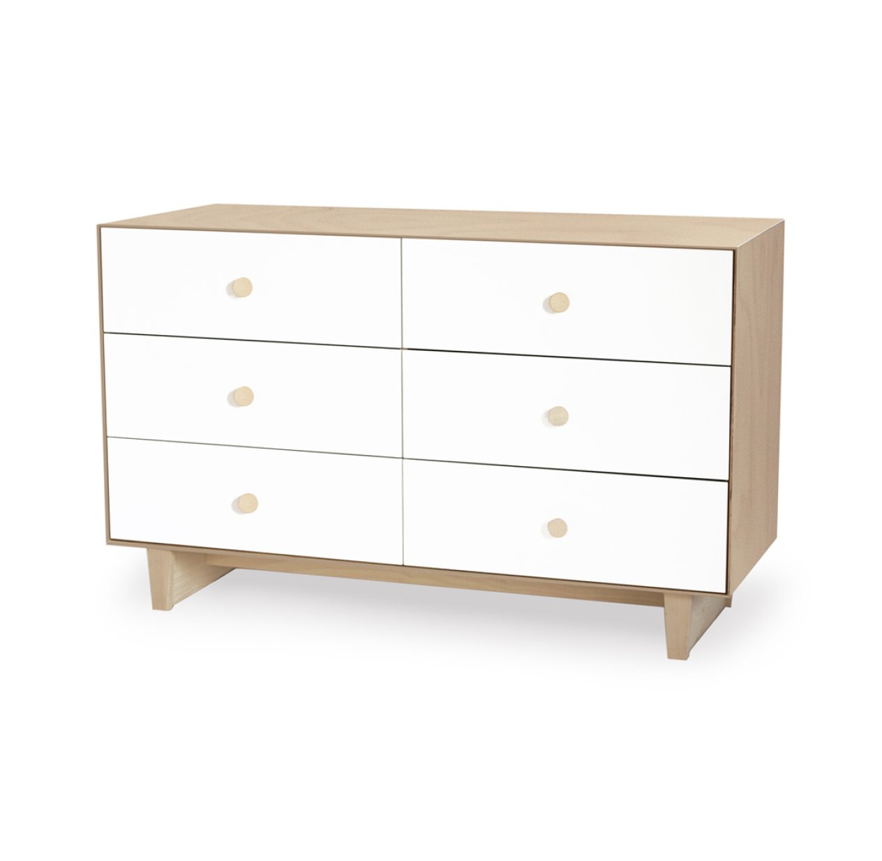 Commode Merlin Rhea 6 tiroirs - Blanc/Bouleau